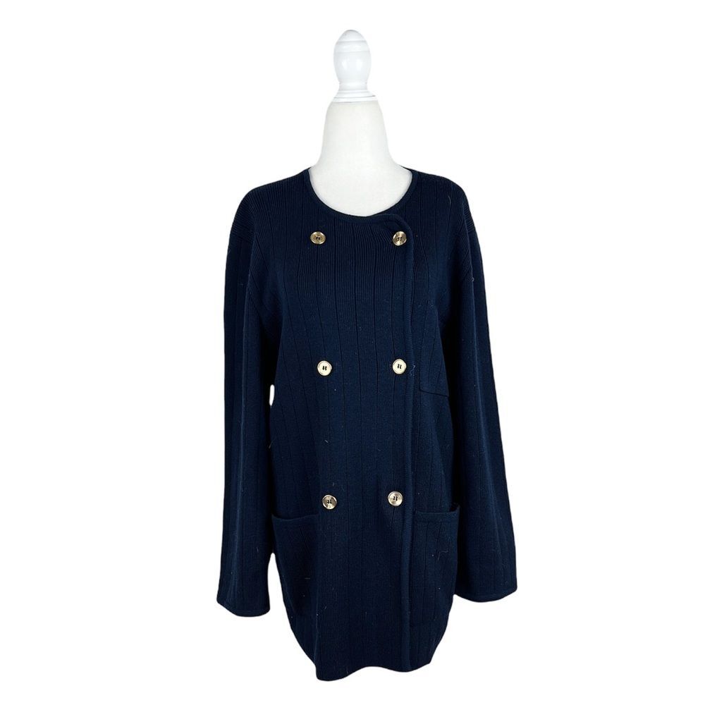 GIVENCHY Vintage Navy Knitted Nautical Double Breasted Jacket Cardigan